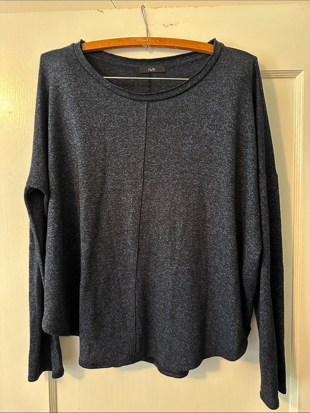 Ruti Lightweight Long-Sleeve Boxy Sweater - blue/black heather